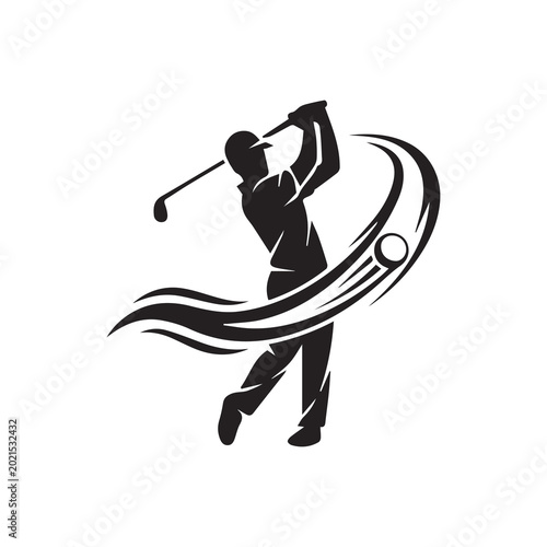 Golf Player Swing Silhouette Vector Illustration Design