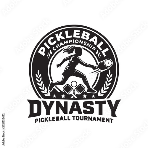 Pickleball Dynasty Tournament Logo Vector Illustration