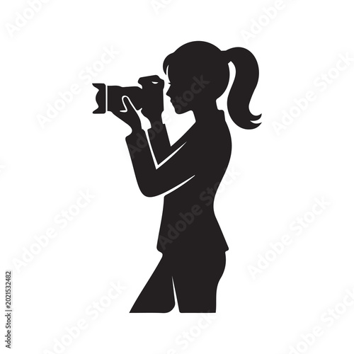 Female Photographer Silhouette Vector Illustration Design