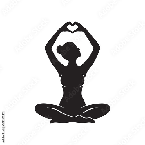 Yoga Meditation Woman Silhouette Vector Illustration