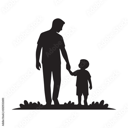 Parent and Child Holding Hands Silhouette Vector Illustration