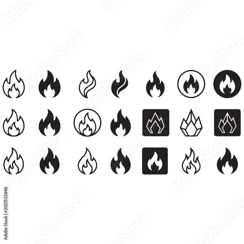 Fire Flame Icon Set Vector Illustration Collection