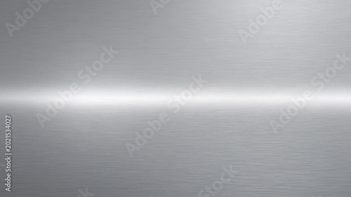Minimal metallic brushed steel background, silver horizontal light flare, abstract texture for tech branding and motion graphics