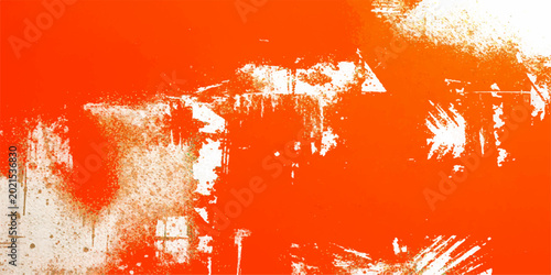 Obraz na płótnie An artistic red paint roller creates a grunge liquid texture on a paper wallpape