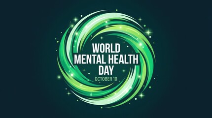 World mental health day october 10th awareness ribbon graphic design