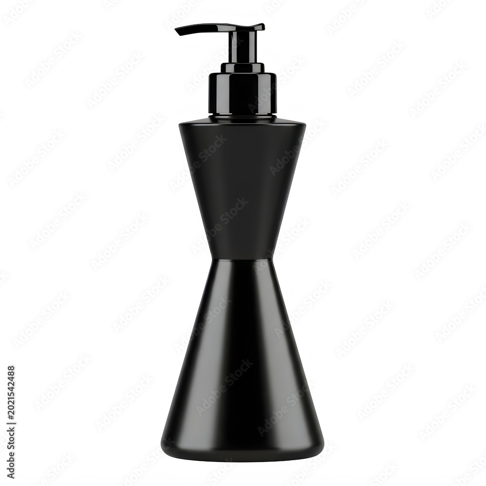Obraz premium Elegant black and chrome lotion dispenser pump bottle