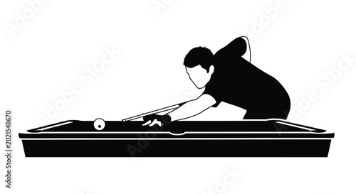 billiard player silhouette on transparent background high quality
