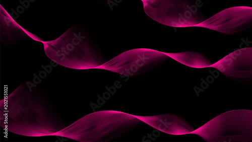Foto Vibrant pink wavy lines with a mesh texture against a black background