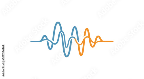 Photos Abstract dual line waveform in blue and orange, representing comparative data or two distinct signals, scientific concept, isolated white background