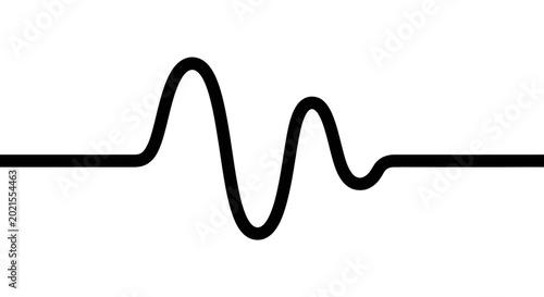 Abstract black line waveform depicting a heartbeat or sound signal, dynamic and scientific, isolated white background.