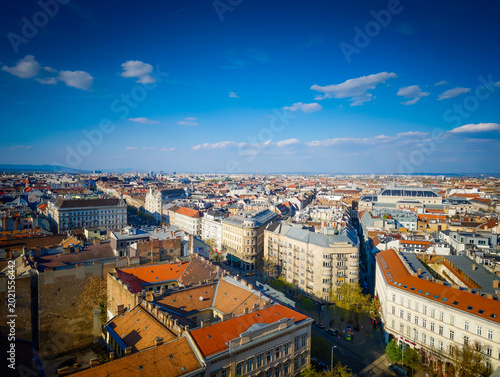 Canvas Print Aerial drone panorama of Budapest Old Town, Hungary