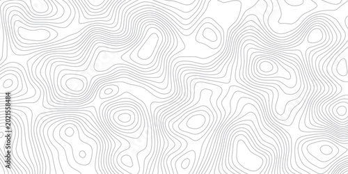 Foto Abstract black and white topographic contour pattern featuring flowing terrain curves and wavy lines that resemble wood grain or fingerprint textures in a clean modern map style design