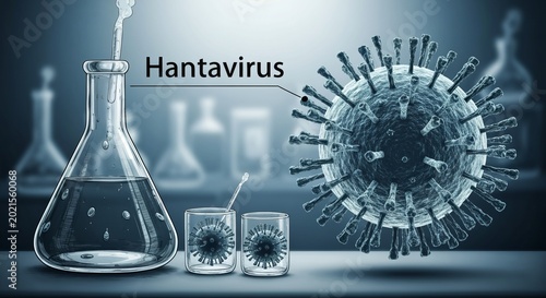 Hand drawn 3d illustration depicting the structure of hantavirus for scientific visualization