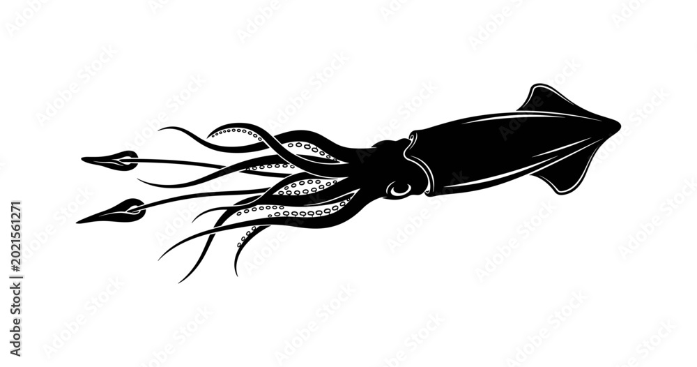Obraz premium Stylized Squid Silhouette