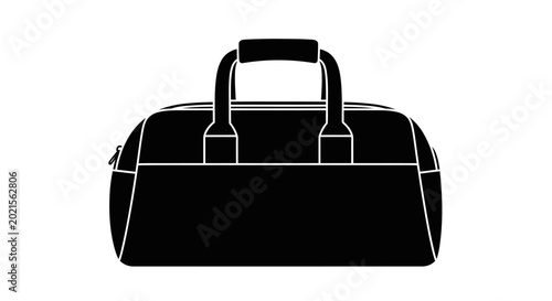 Fényképezés Duffel bag silhouette on a white background