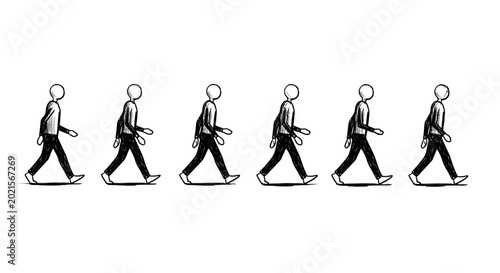 Foto Sequential Human Motion: A sequence of animated figures illustrating the stages of human walking, a visual exploration of gait analysis