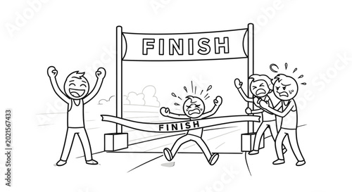 Canvas-taulu The Finish Line Drama: A poignant depiction of the mixed emotions at the finish line, where exhilaration, exhaustion, and camaraderie converge in the aftermath of a race