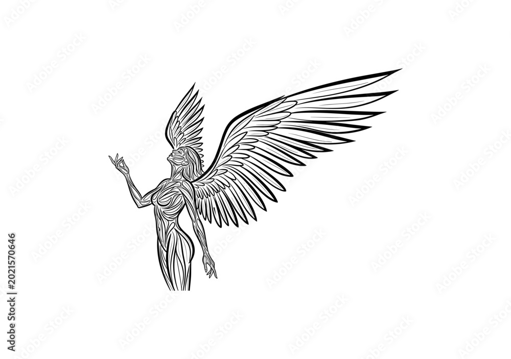 Obraz premium Angel with Stylized Wings