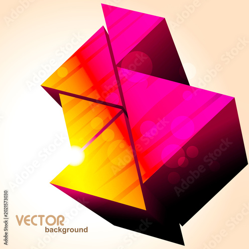 Fotografie Abstract vector background with geometric shapes in vibrant pink and orange colors
