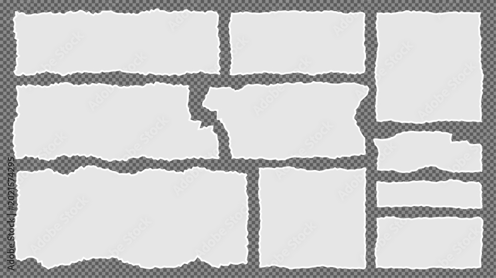 Fototapeta premium Rough Torn Paper Set Vector, Ripped Edge shapes collection