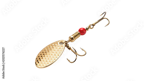 Tableau sur toile Realistic artificial fishing spoon lure or metal spinner bait with a sharp feath