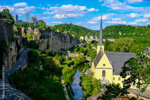 Photos Panoramic Aerial View of Luxembourg City Grund District with Saint John Church S