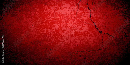 Tableau sur toile A vintage textured backdrop featuring a dark grunge red wall pattern with aged rusty metal stripes and dirty paper paint surface design