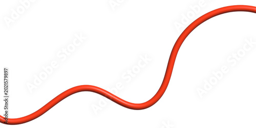 Bild auf Leinwand Abstract 3D Wavy Line Design with Vibrant Glossy Red Finish Isolated on White Ba