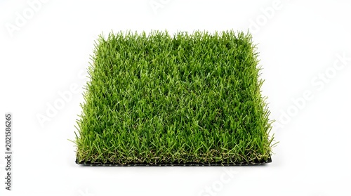 Green artificial grass turf square mat isolated on white background