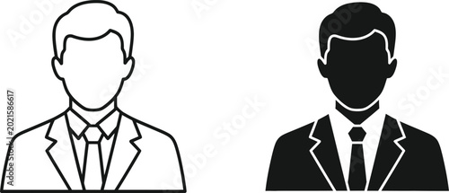 Fotografie Man in suit and tie front and side view vector Vector