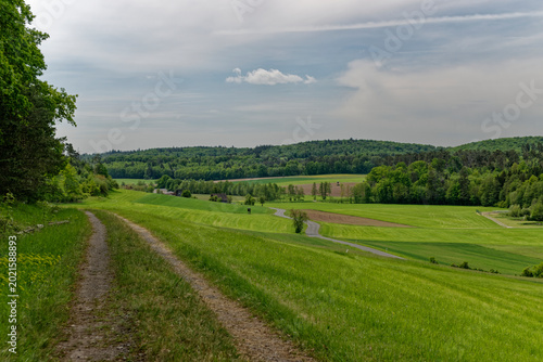 Idyllic Rural Landscape and Green Fields in Dietersheim, Bavaria
