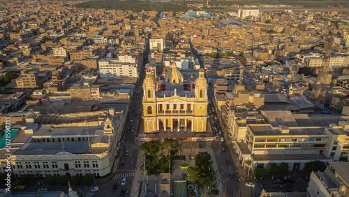 Bild auf Leinwand Historic Cathedral and Main Square of Chiclayo, Lambayeque Region, Peru