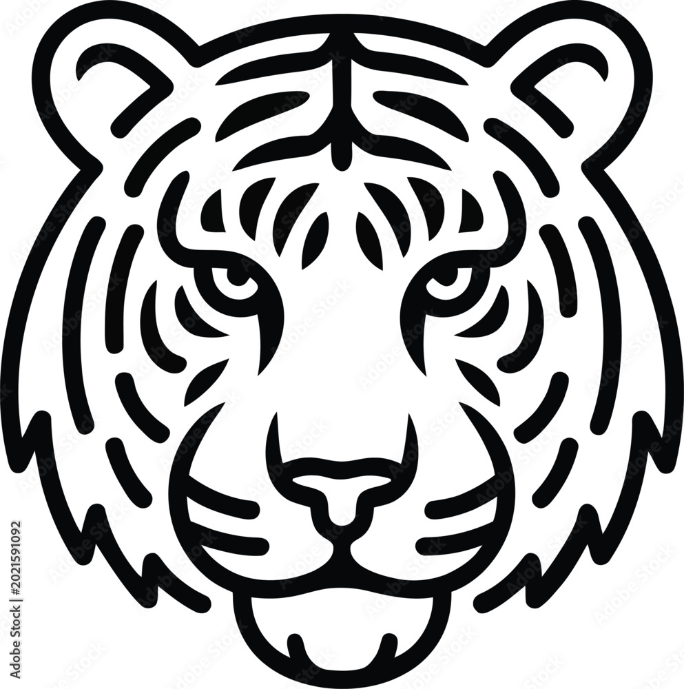 Fototapeta premium Tiger Head Line Art Illustration for Strength and Wildlife Branding