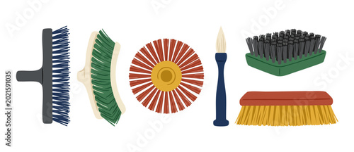 Fotografía Cleaning Brushes Set Illustration for Household Maintenance and Scrubbing Tools