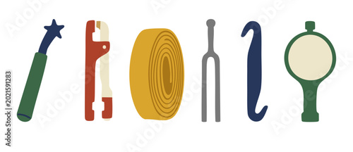 Tableau sur toile Medical surgical tools and dental instruments flat icons set, clinical examinati