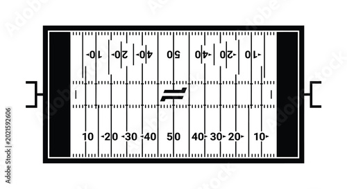 Canvastavla American football field diagram with yard lines and markings