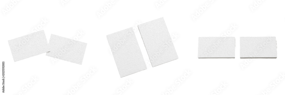 Fototapeta premium Set and collection of two blank vertical paper sheets mockup isolated on white background