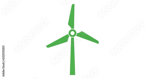 Green wind turbine illustration representing sustainable energy and clean power sources