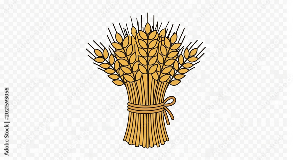 Fototapeta premium Golden wheat stalks tied together in a decorative harvest sheaf bundle
