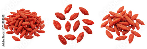 Fotografía Isolated Dried Goji Berries Set Scattered Healthy Wolfberry Fruits Organic Super