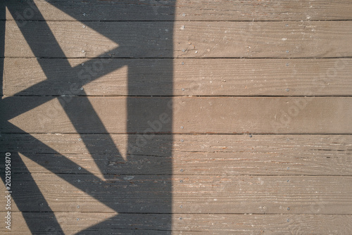 Sunlit Wood Planks with Shadow Pattern Texture
