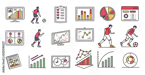 A set of vector business icons for web design featuring 3d people silhouettes and office success symbols including a cartoon businessman presenting a marketing graph and idea board illustration.