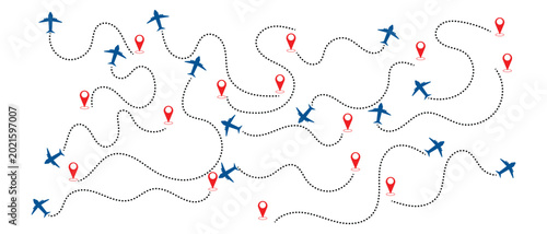 Airplane Route Path Icon, Flight route icon, route icon, airplane flight icon, Airplane Route dashed and dot  line Path Icon, Route dashed and dot  line Path Icon, fly line path icon.