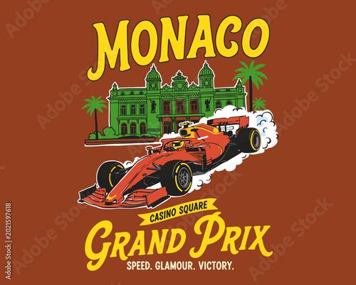 Foto Monaco Grand Prix, red racing car illustration, casino monte carlo, vintage moto