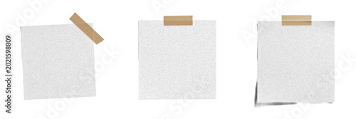 Photos Blank White Square Paper Note with Adhesive Brown Tape for Office Reminder and C