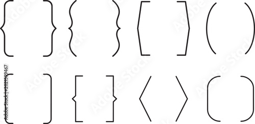 Mathematical Symbols Showcase: A sophisticated collection of various mathematical brackets and braces, presented in an organized grid that provides an abstract presentation. png