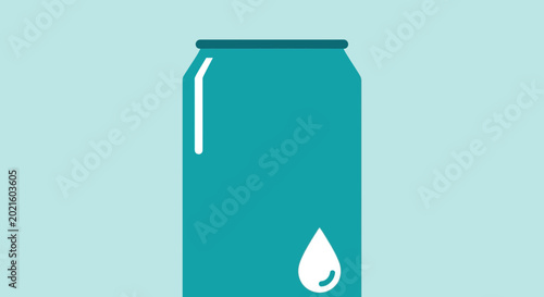 Obraz na płótnie Refreshing Teal Beverage Can with Water Droplet