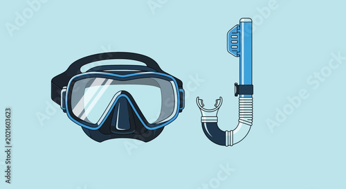 Billede på lærred Snorkel Mask and Tube Set for Underwater Exploration