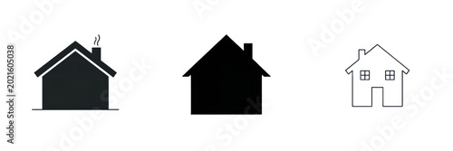 Tableau sur toile Set and collection of black simple house icon isolated on white background