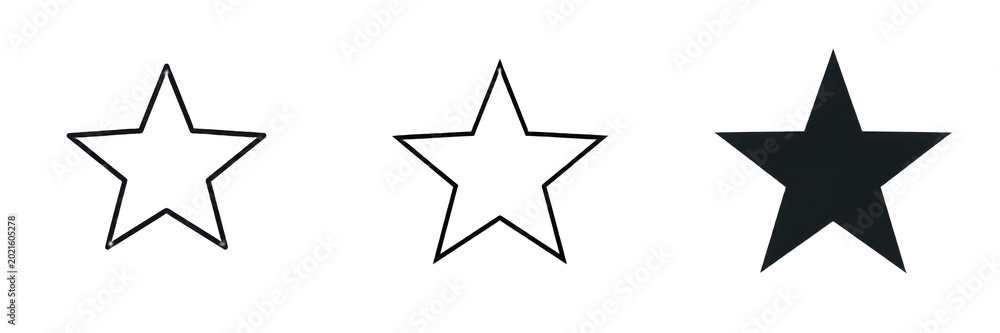Obraz premium Set and collection of hand drawn outline star shape isolated on white background
